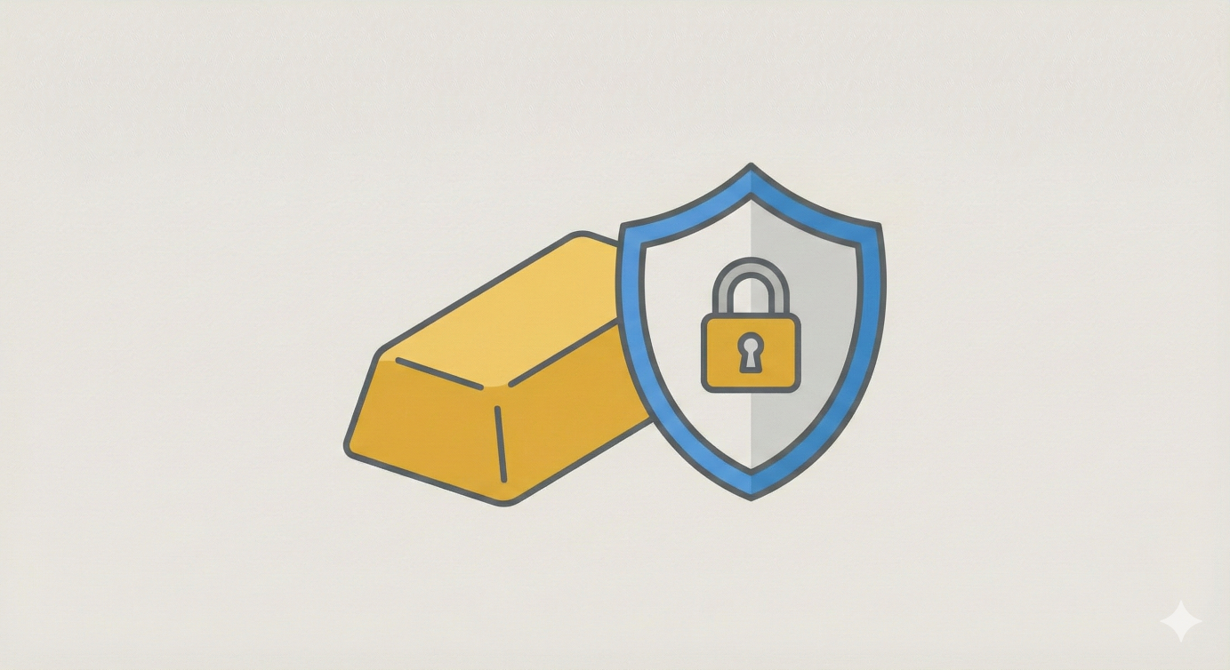 Voici les propositions pour l'illustration finale concernant l'assurance systémique :

Texte alternatif (SEO & Accessibilité)

"Illustration d'un lingot d'or protégé par un bouclier bleu avec un cadenas, symbolisant la sécurité financière et la protection des actifs hors-système